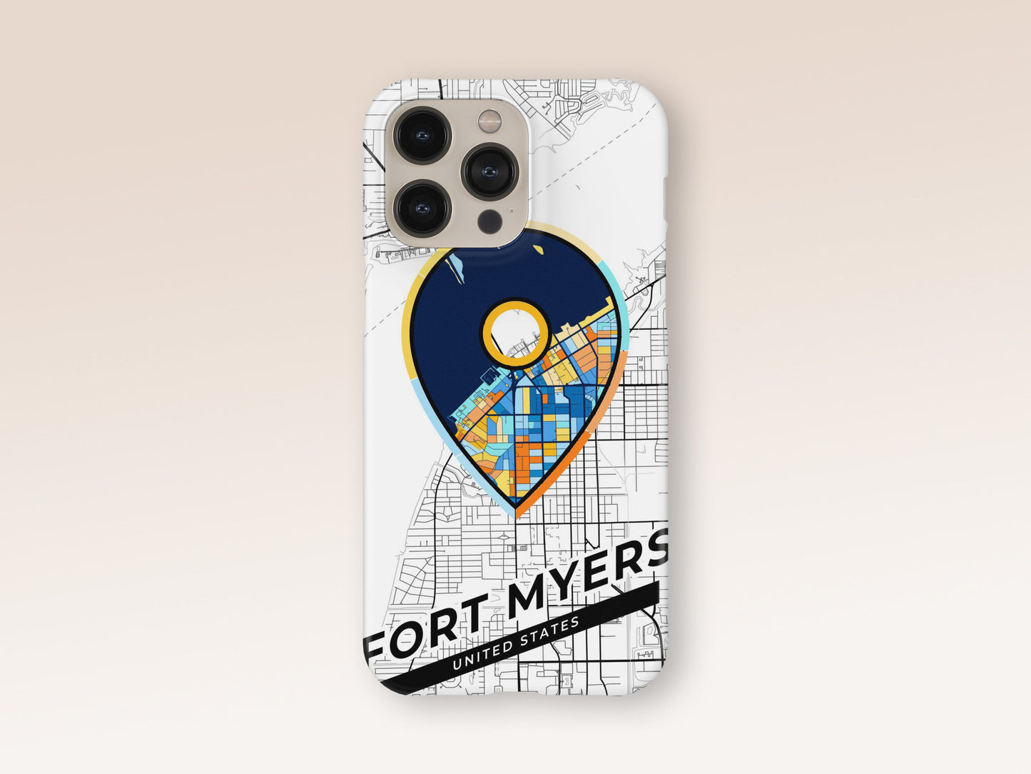 Fort Myers Florida slim phone case with colorful icon. Birthday, wedding or housewarming gift. Couple match cases. 1