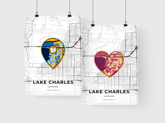 Lake Charles Louisiana art print for couples