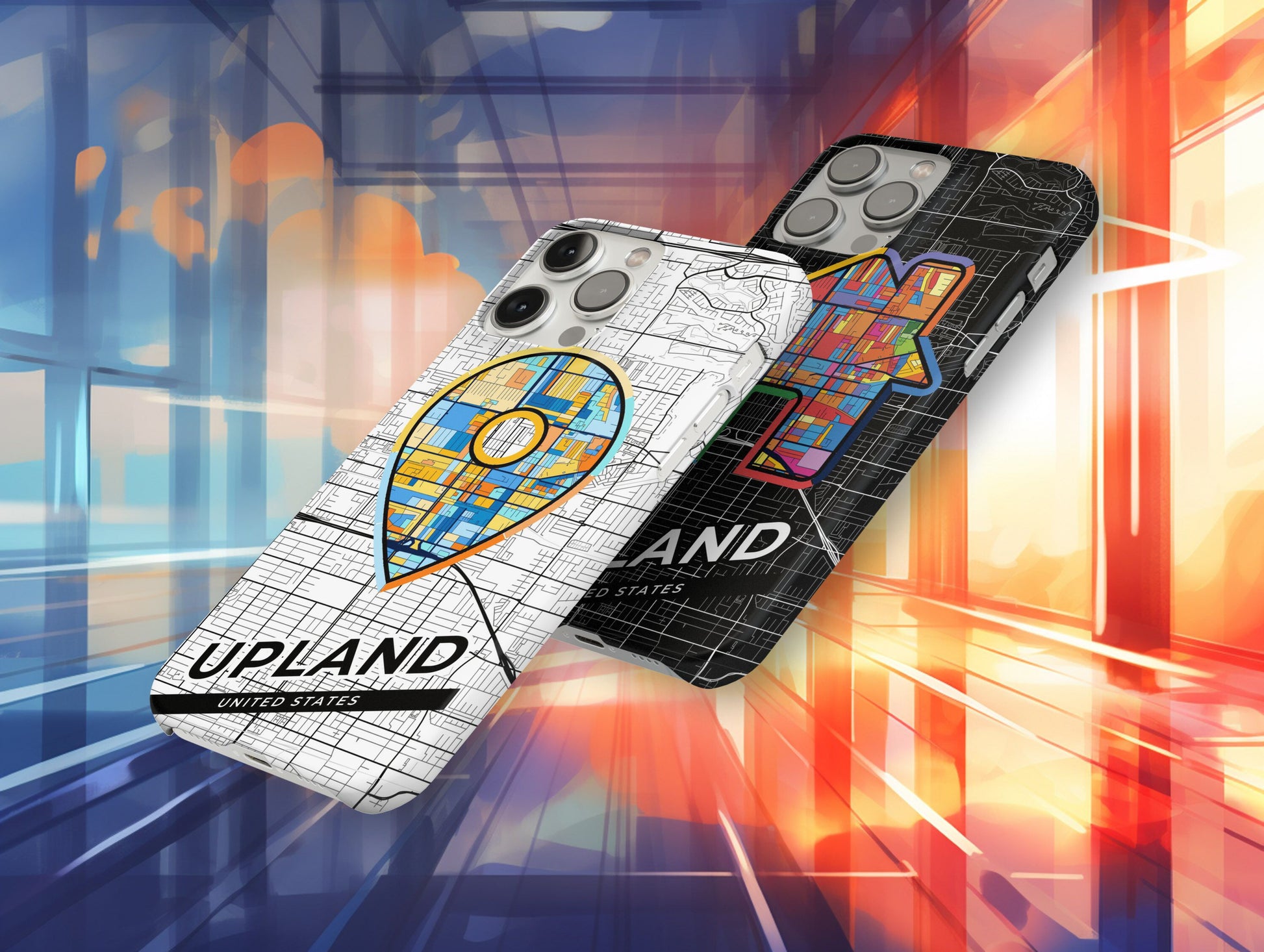 Upland California slim phone case with colorful icon