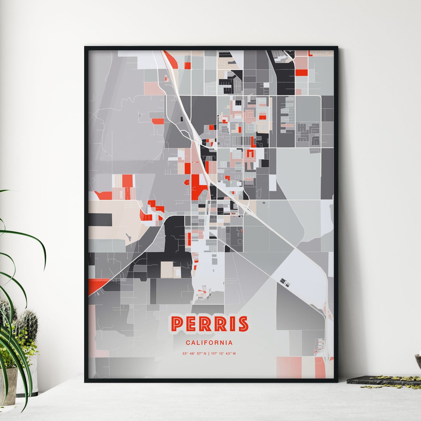 Colorful PERRIS CALIFORNIA Fine Art Map Modern