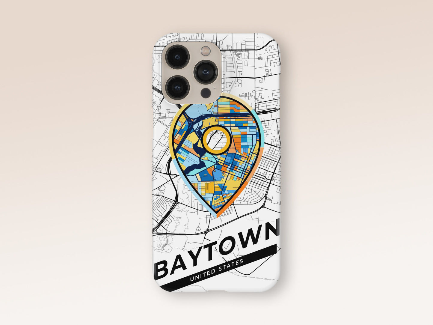 Baytown Texas slim phone case with colorful icon. Birthday, wedding or housewarming gift. Couple match cases. 1
