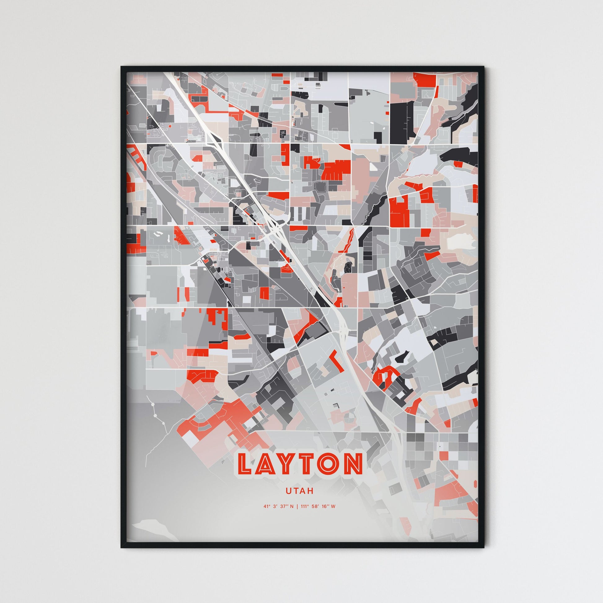 Colorful LAYTON UTAH Fine Art Map Modern