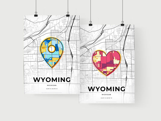 Wyoming Michigan art print for couples