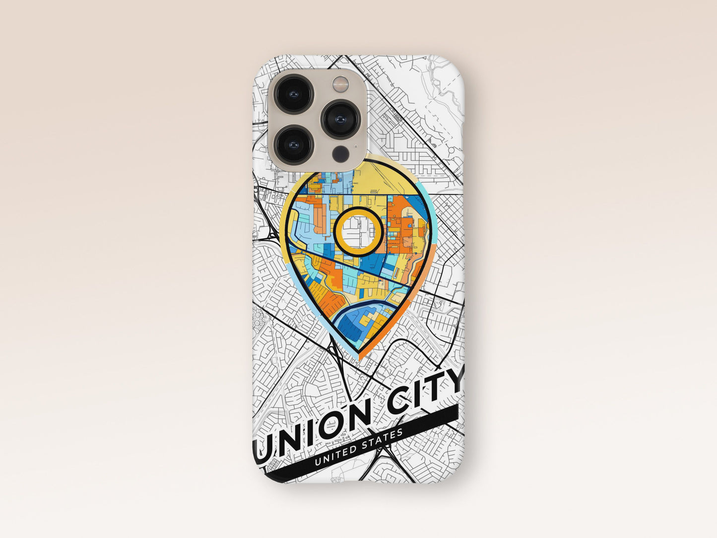 Union City California slim phone case with colorful icon 1