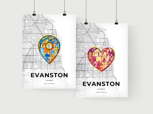 Evanston Illinois art print for couples