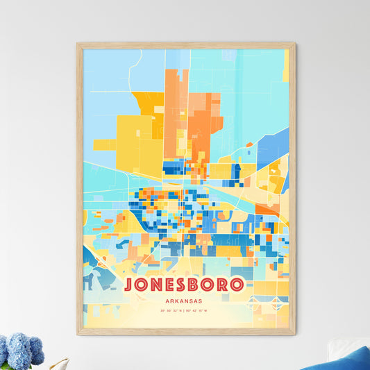 Colorful Jonesboro Arkansas Fine Art Map Blue Orange