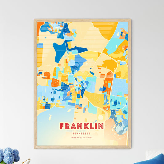 Colorful Franklin Tennessee Fine Art Map Blue Orange