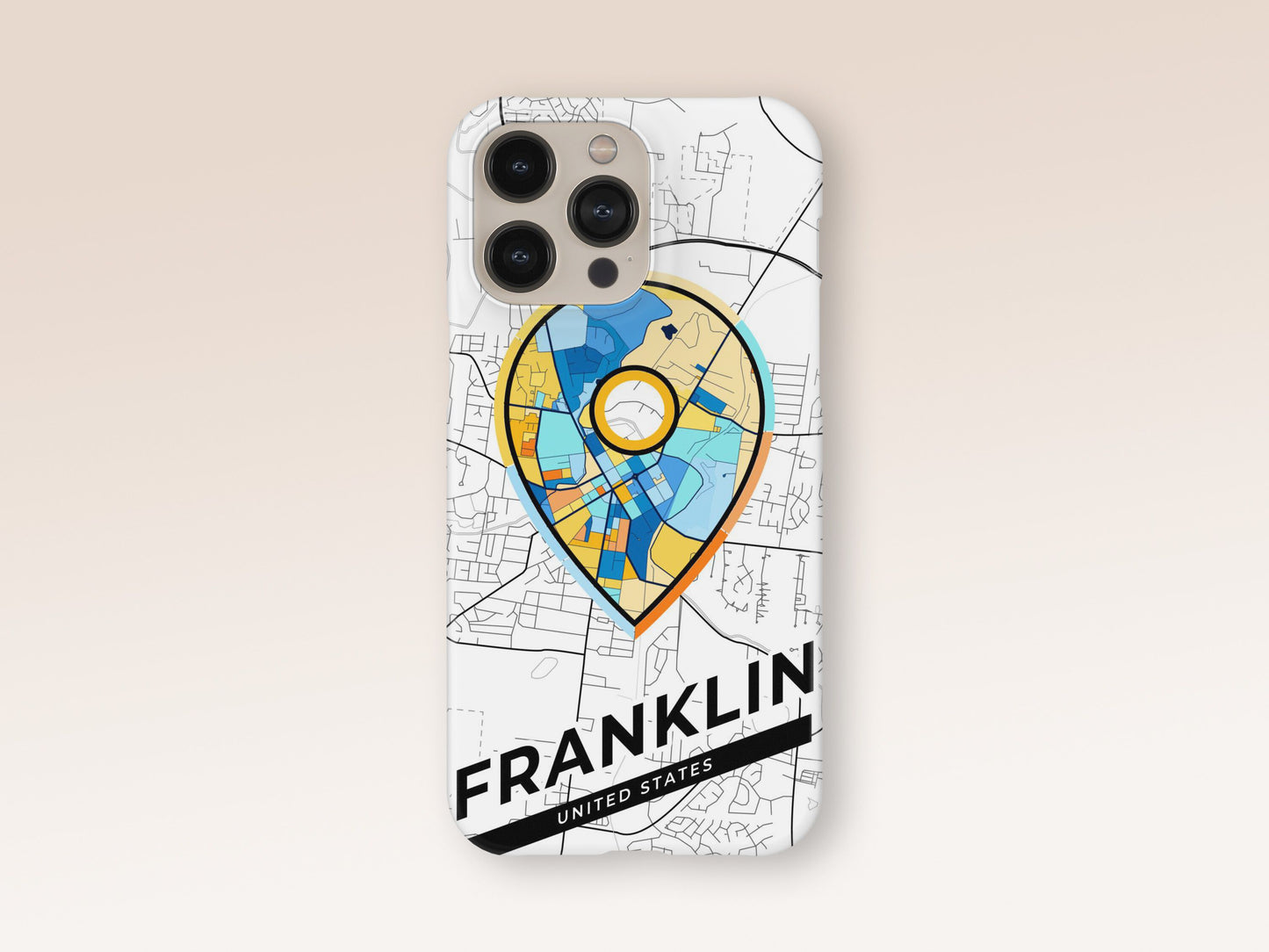 Franklin Tennessee slim phone case with colorful icon. Birthday, wedding or housewarming gift. Couple match cases. 1