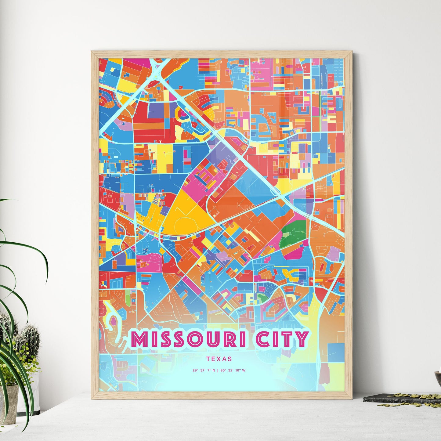 Colorful MISSOURI CITY TEXAS Fine Art Map Crazy Colors