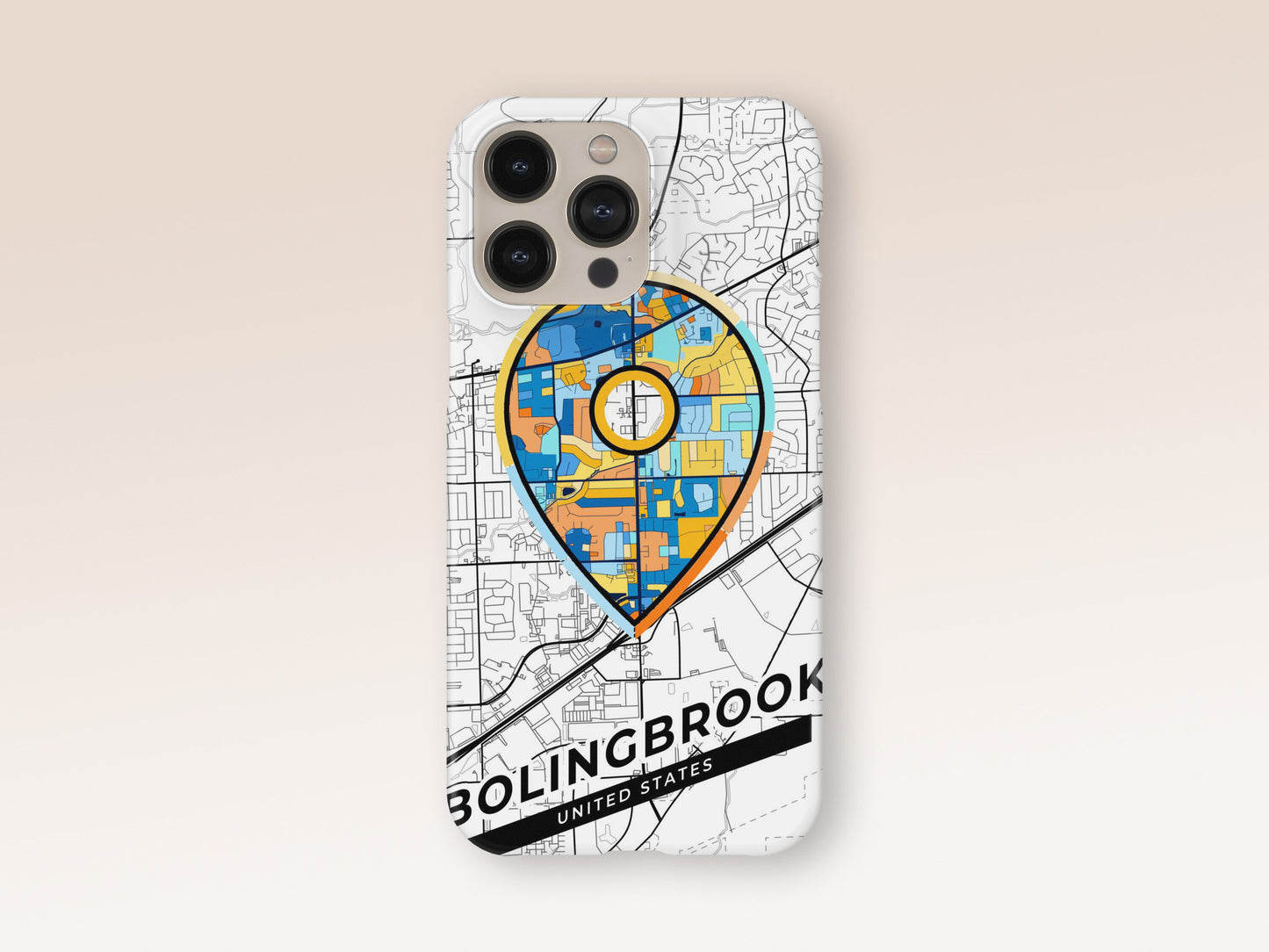 Bolingbrook Illinois slim phone case with colorful icon. Birthday, wedding or housewarming gift. Couple match cases. 1