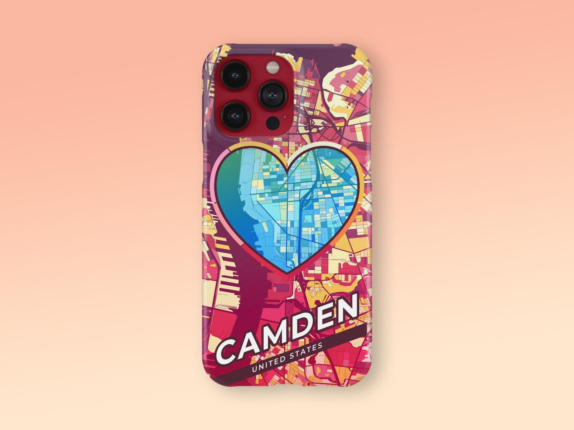 Camden New Jersey slim phone case with colorful icon. Birthday, wedding or housewarming gift. Couple match cases. 2