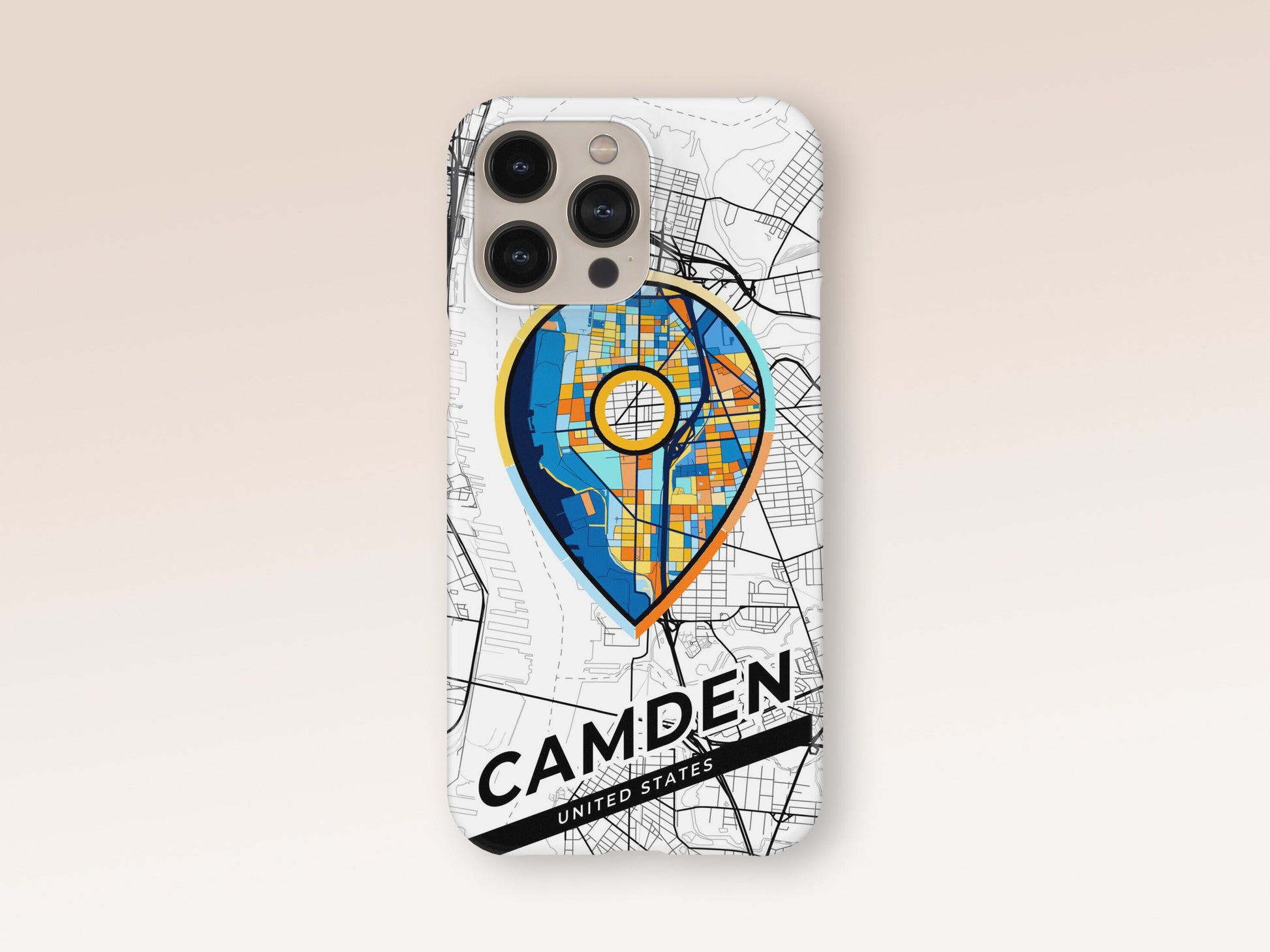Camden New Jersey slim phone case with colorful icon. Birthday, wedding or housewarming gift. Couple match cases. 1