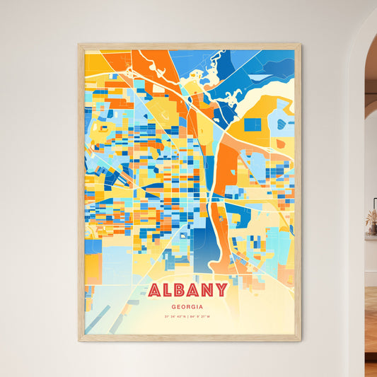 Colorful Albany Georgia Fine Art Map Blue Orange