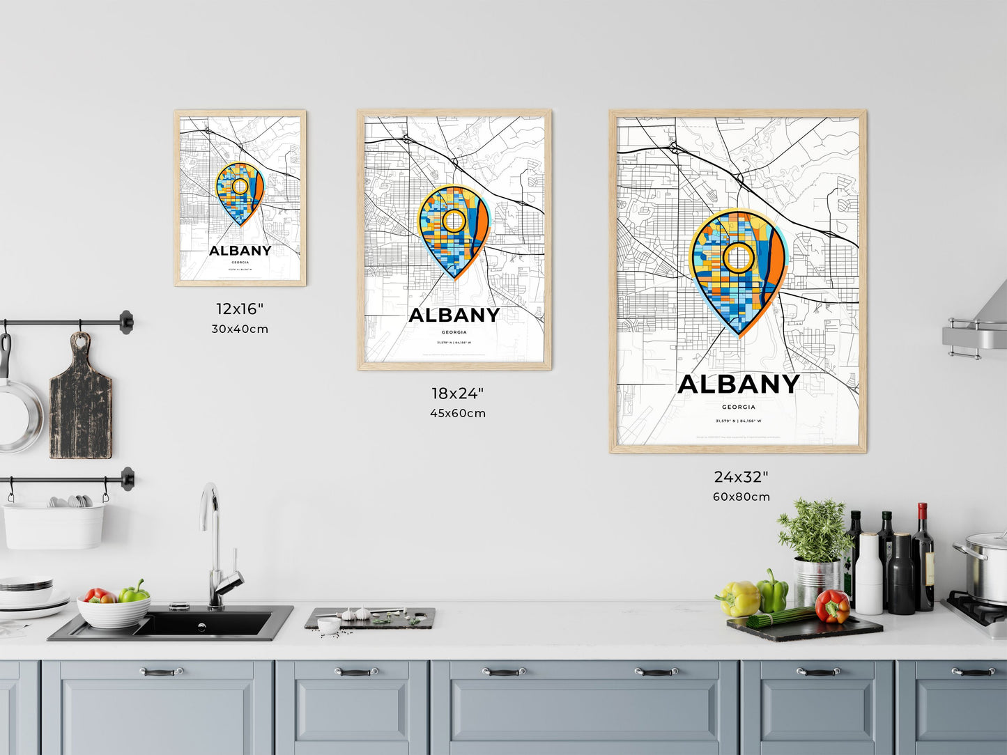 Albany Georgia art map size chart