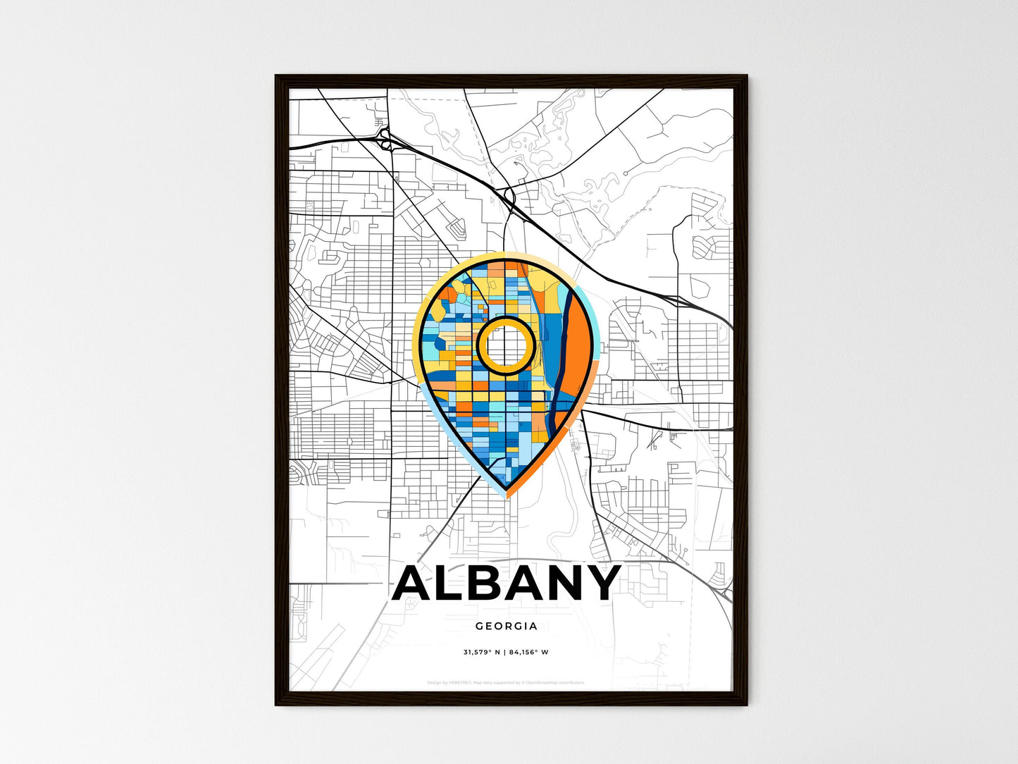 Albany Georgia wedding art map with pointer icon