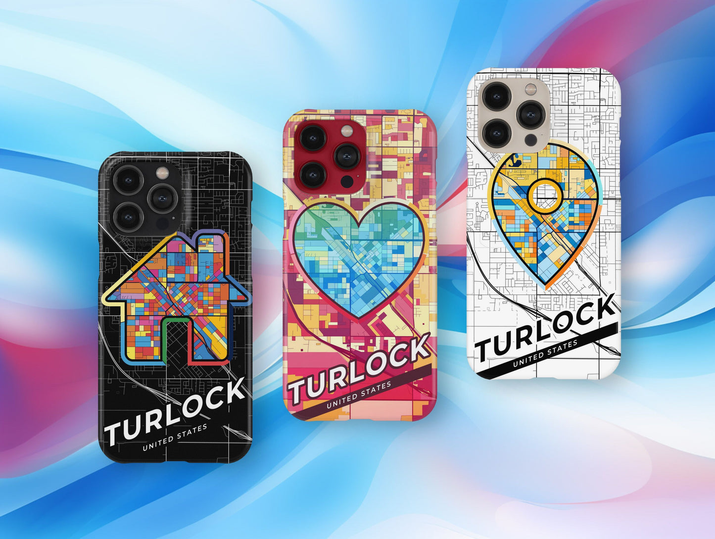Turlock California slim phone case with colorful icon
