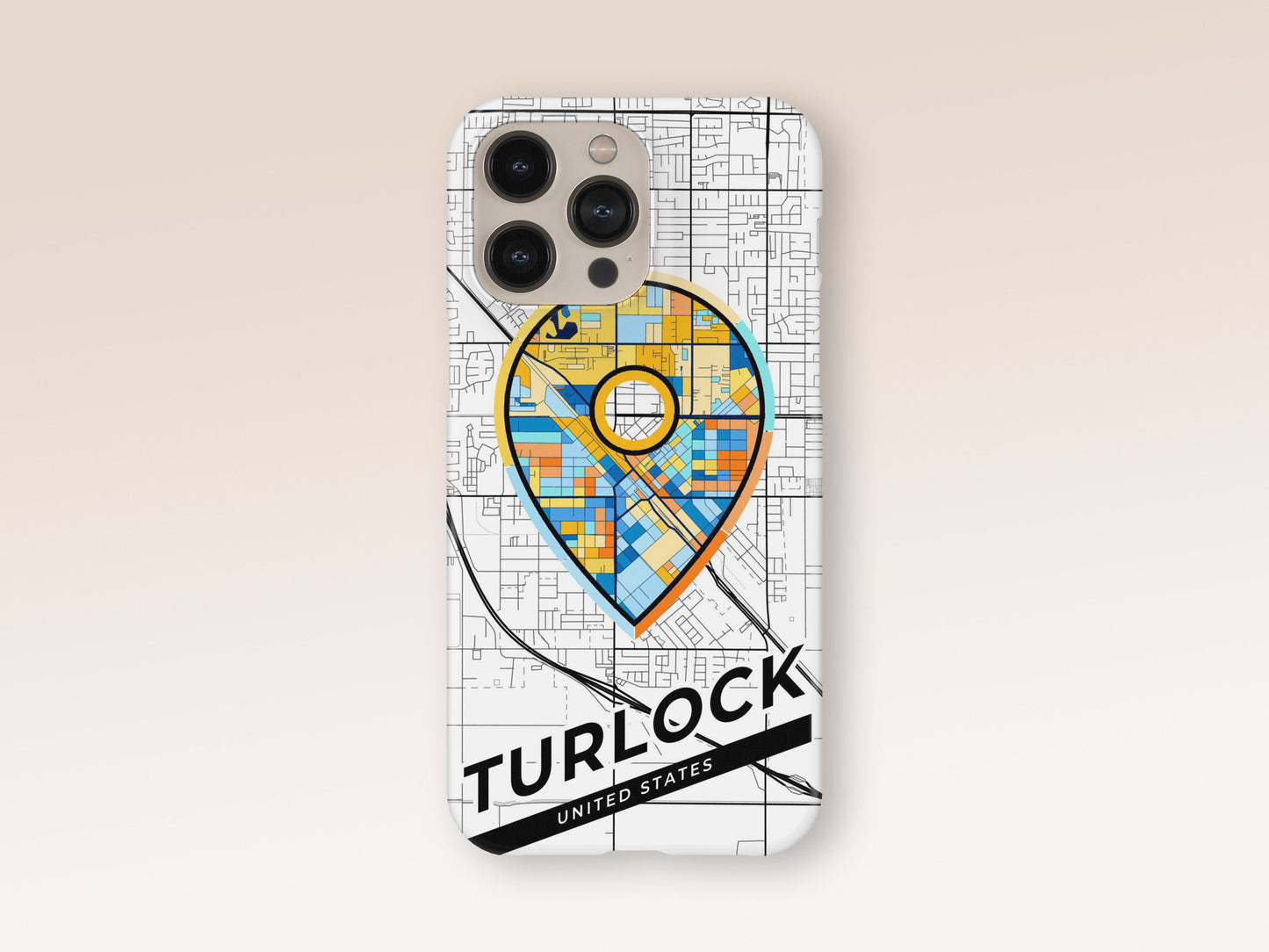 Turlock California slim phone case with colorful icon 1