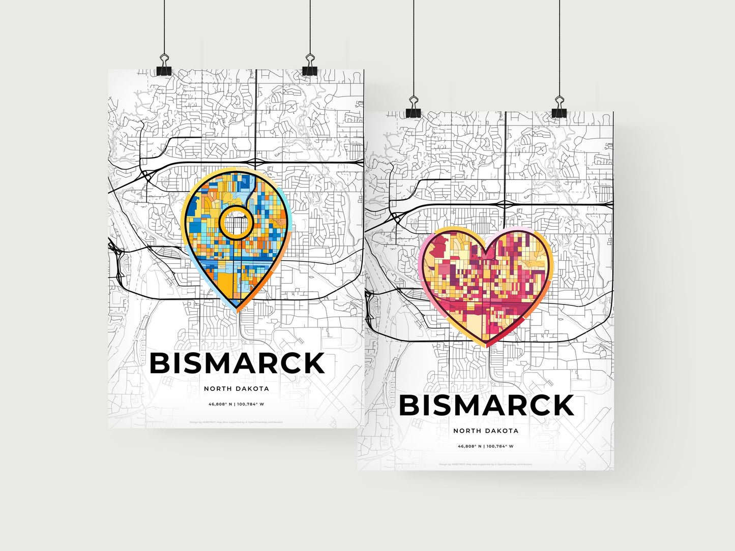 Bismarck North Dakota art print for couples