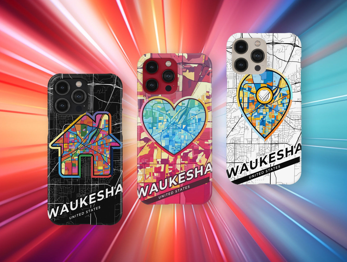 Waukesha Wisconsin slim phone case with colorful icon