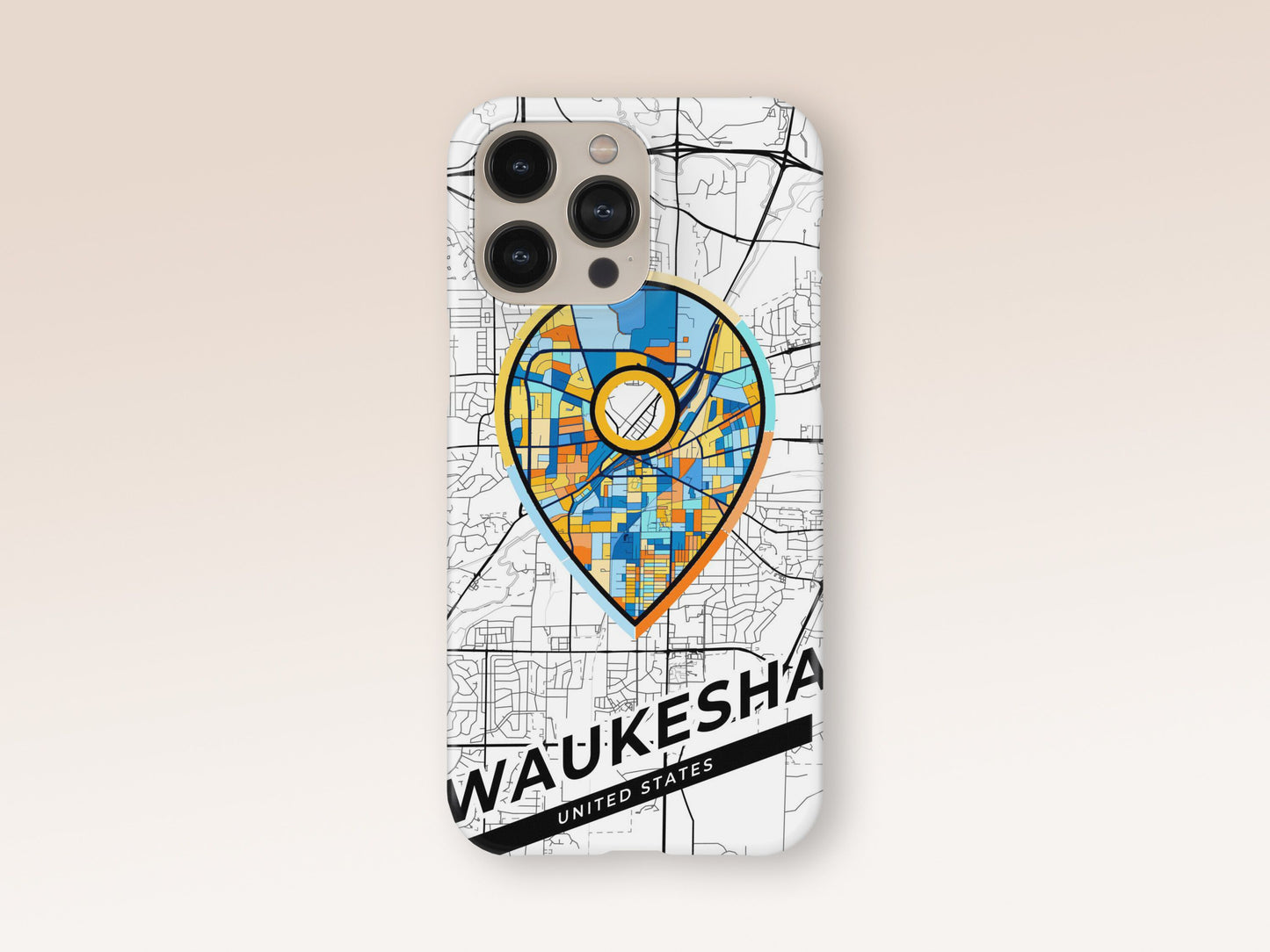 Waukesha Wisconsin slim phone case with colorful icon 1