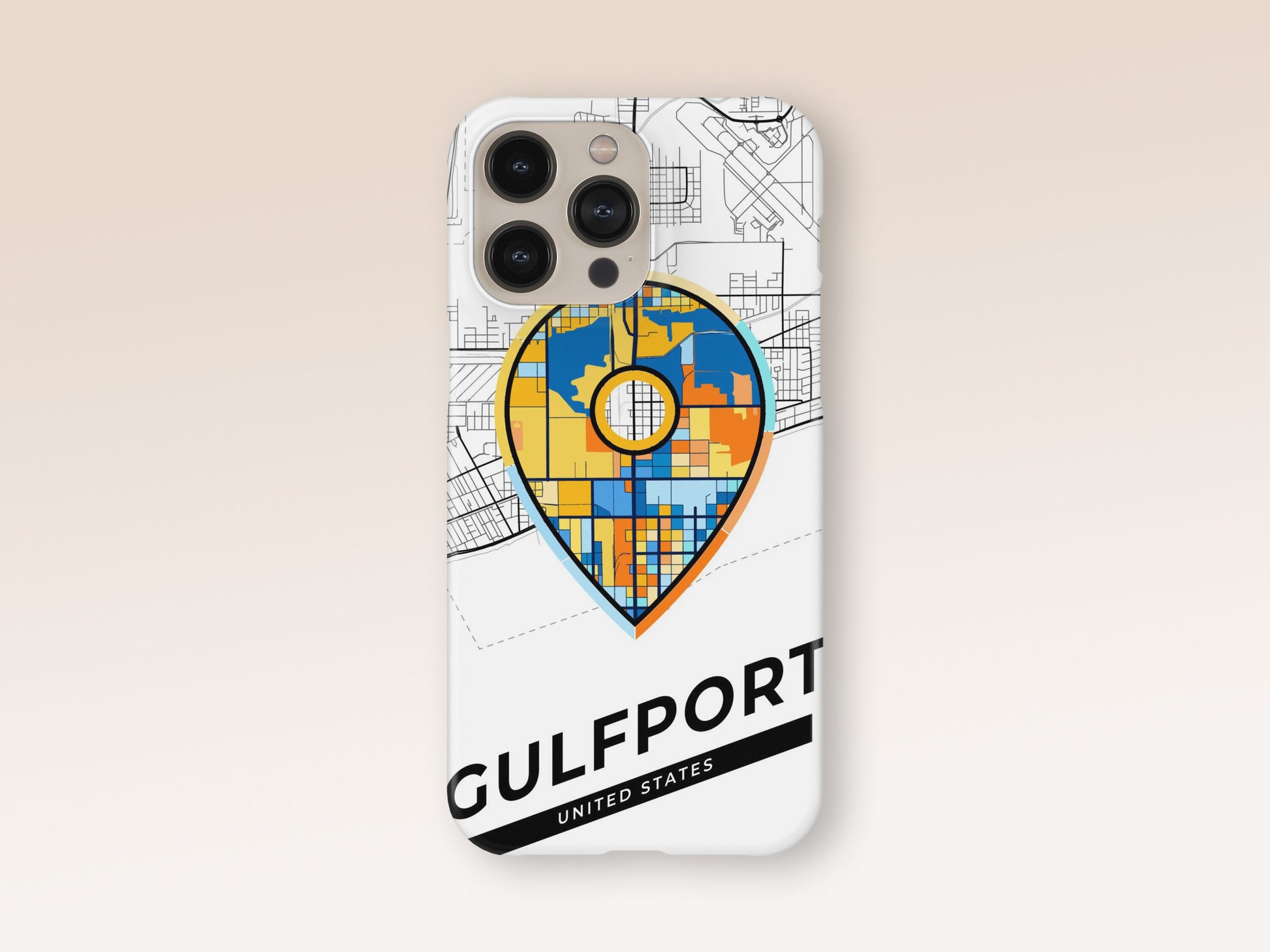 Gulfport Mississippi slim phone case with colorful icon. Birthday, wedding or housewarming gift. Couple match cases. 1