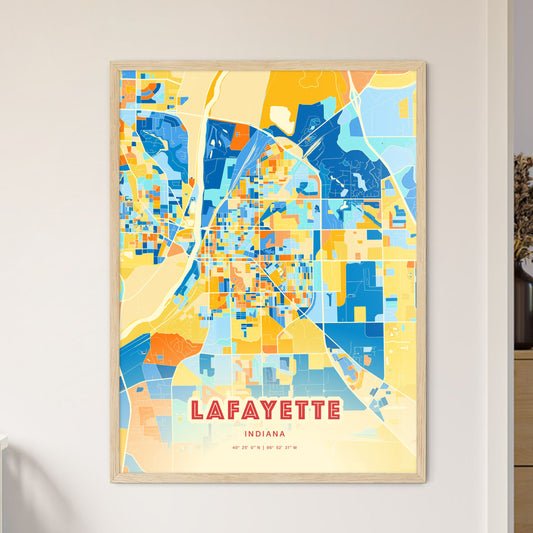 Colorful Lafayette Indiana Fine Art Map Blue Orange