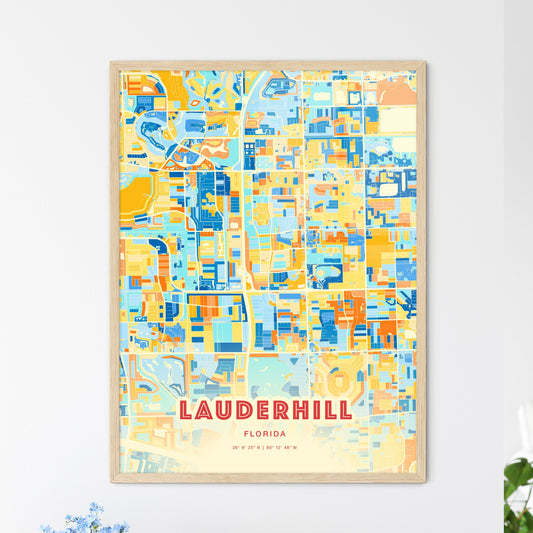 Colorful Lauderhill Florida Fine Art Map Blue Orange