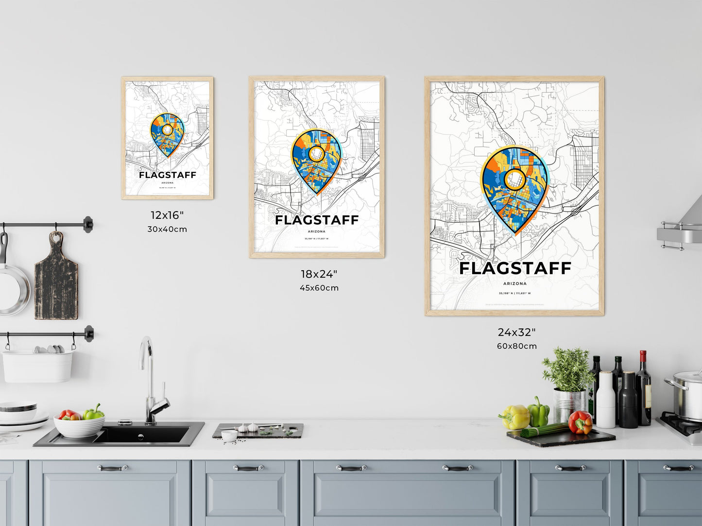 Flagstaff Arizona art map size chart