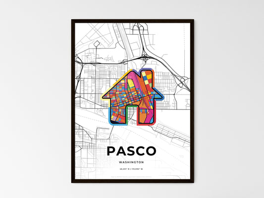 Pasco Washington wedding art map with home icon