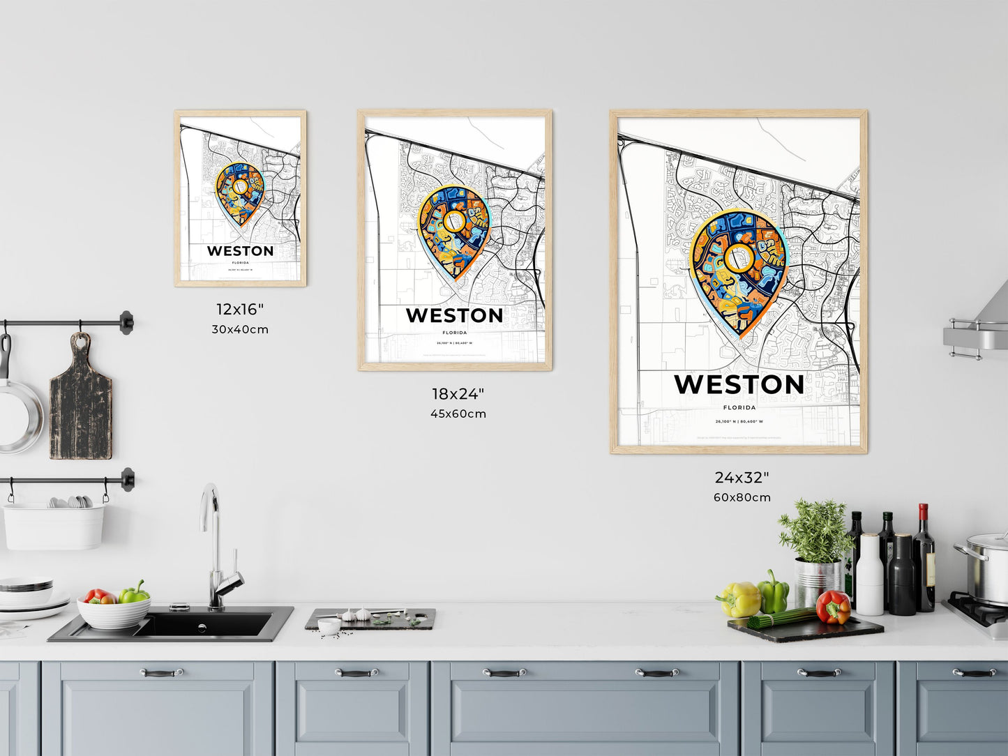 Weston Florida art map size chart