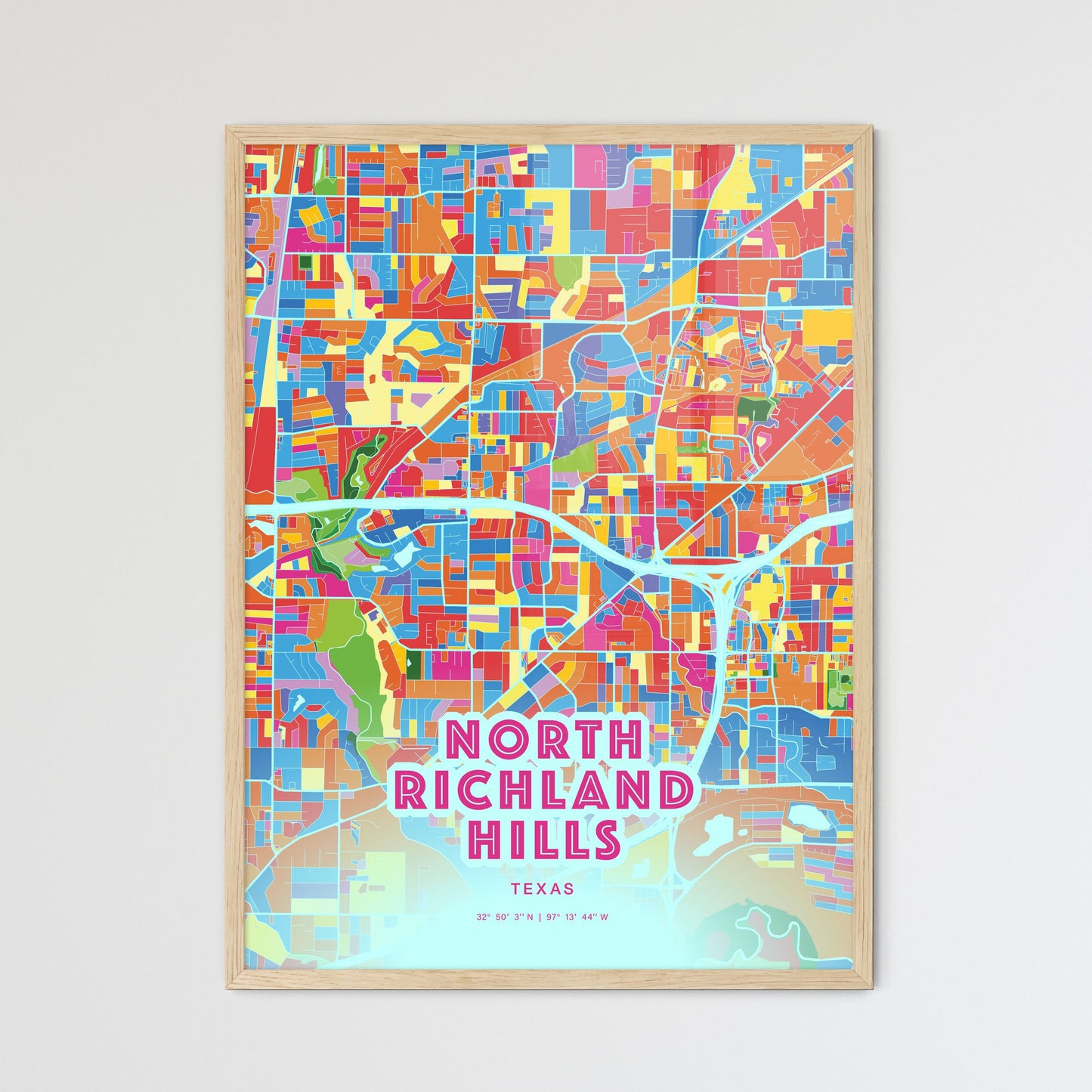 Colorful NORTH RICHLAND HILLS TEXAS Fine Art Map Crazy Colors