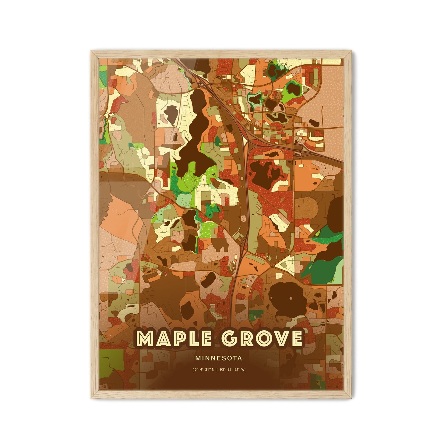 Colorful MAPLE GROVE MINNESOTA Fine Art Map Farmhouse