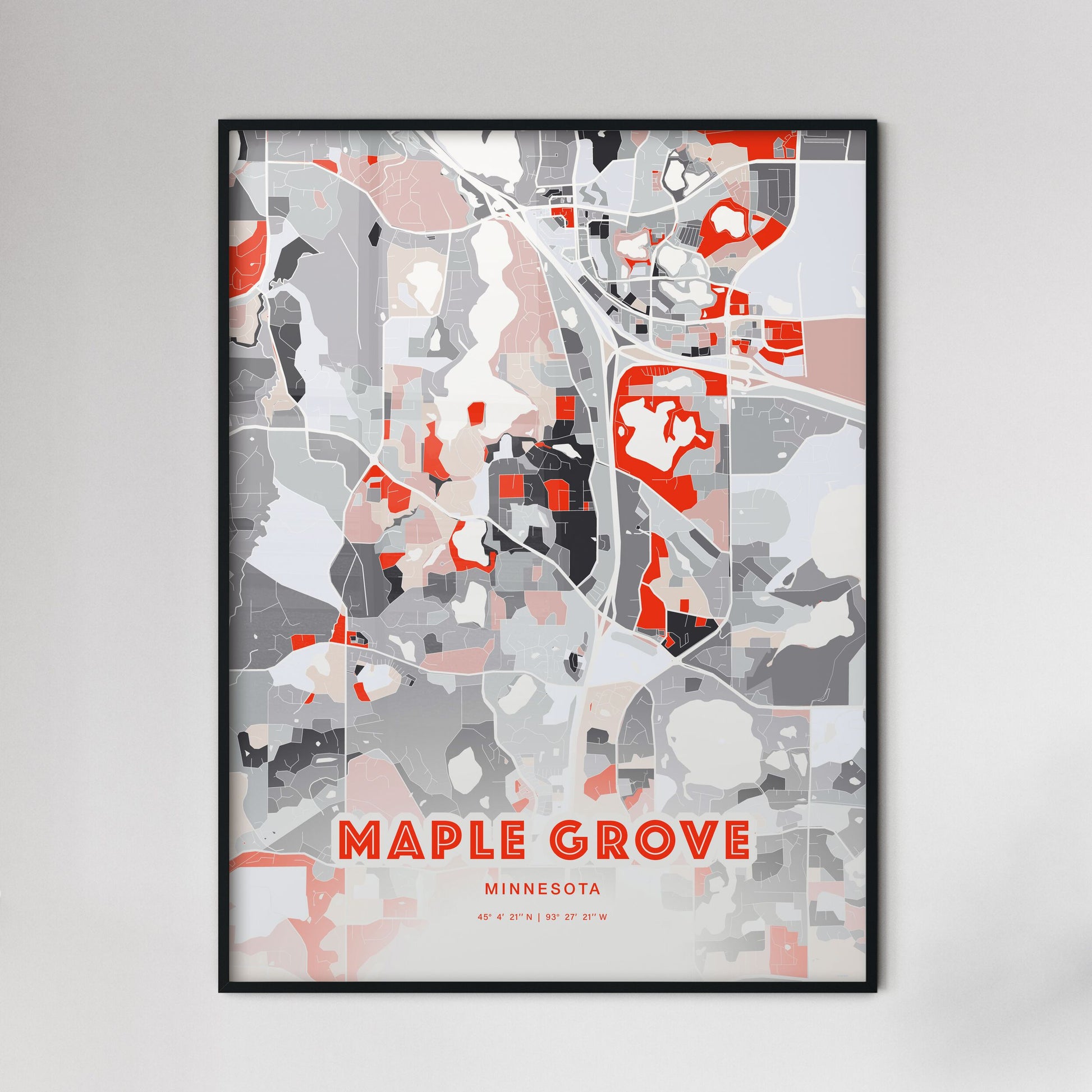 Colorful MAPLE GROVE MINNESOTA Fine Art Map Modern