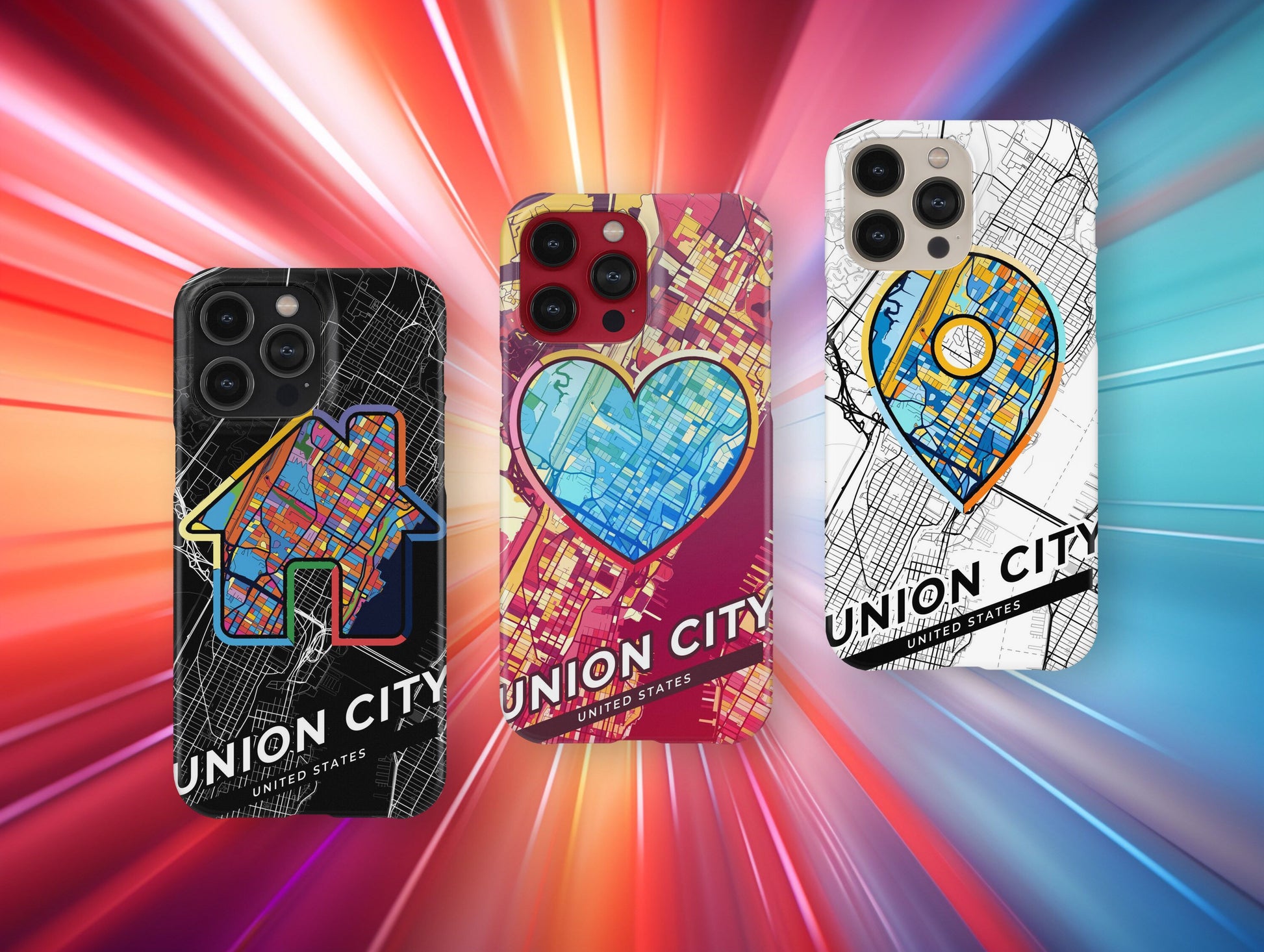 Union City New Jersey slim phone case with colorful icon
