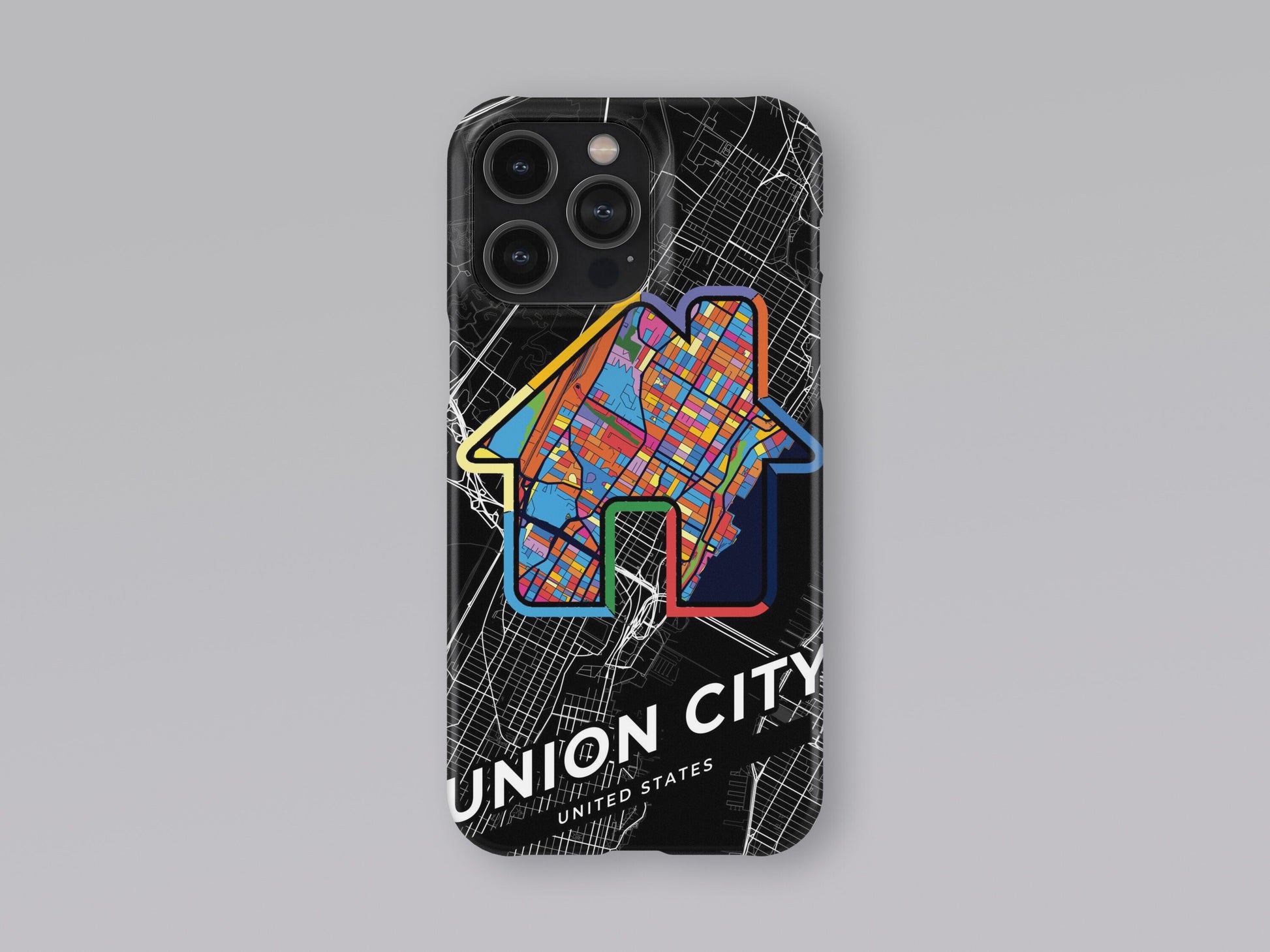 Union City New Jersey slim phone case with colorful icon 3