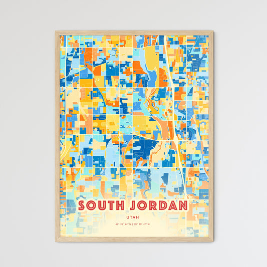 Colorful SOUTH JORDAN UTAH Fine Art Map Blue Orange