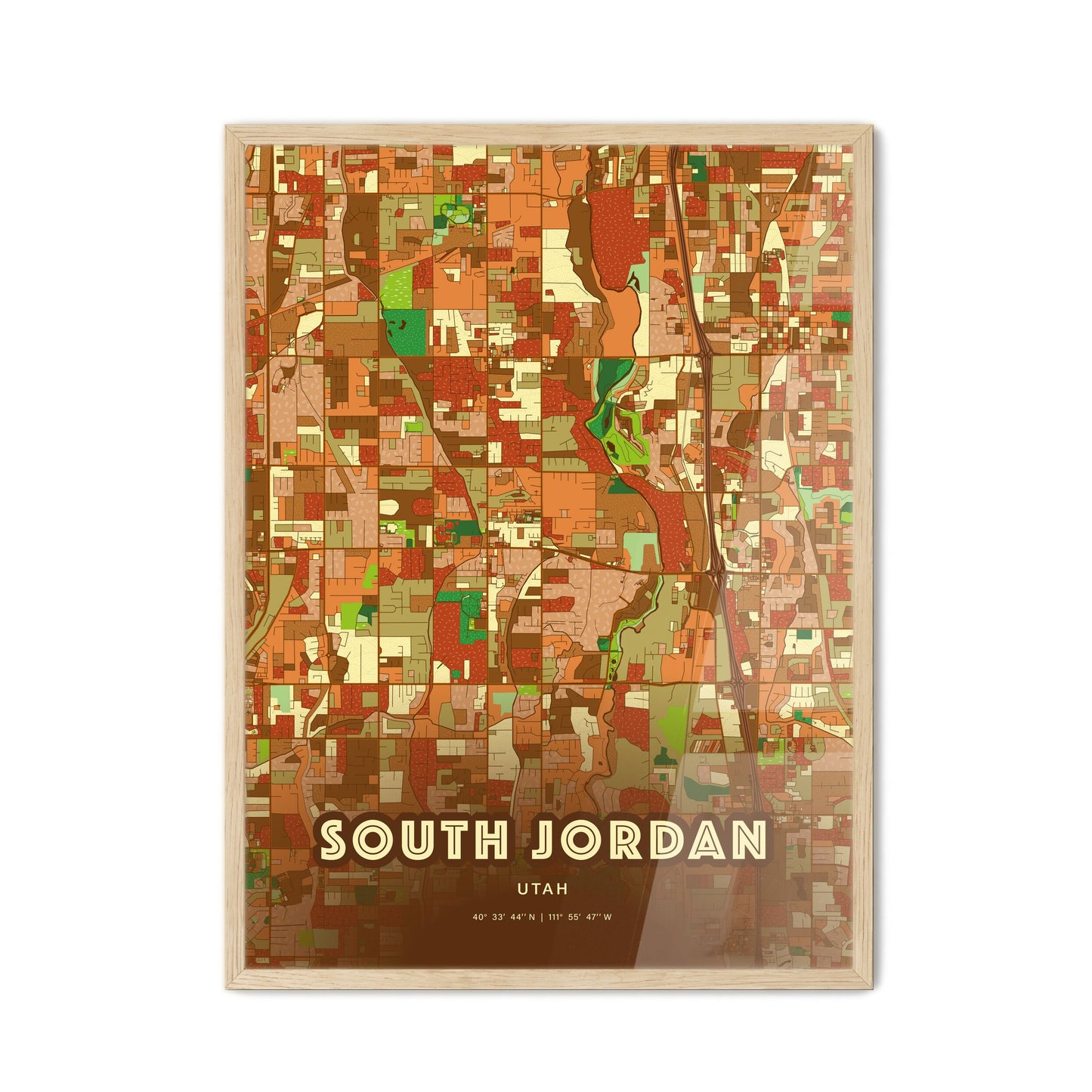 Colorful SOUTH JORDAN UTAH Fine Art Map Farmhouse