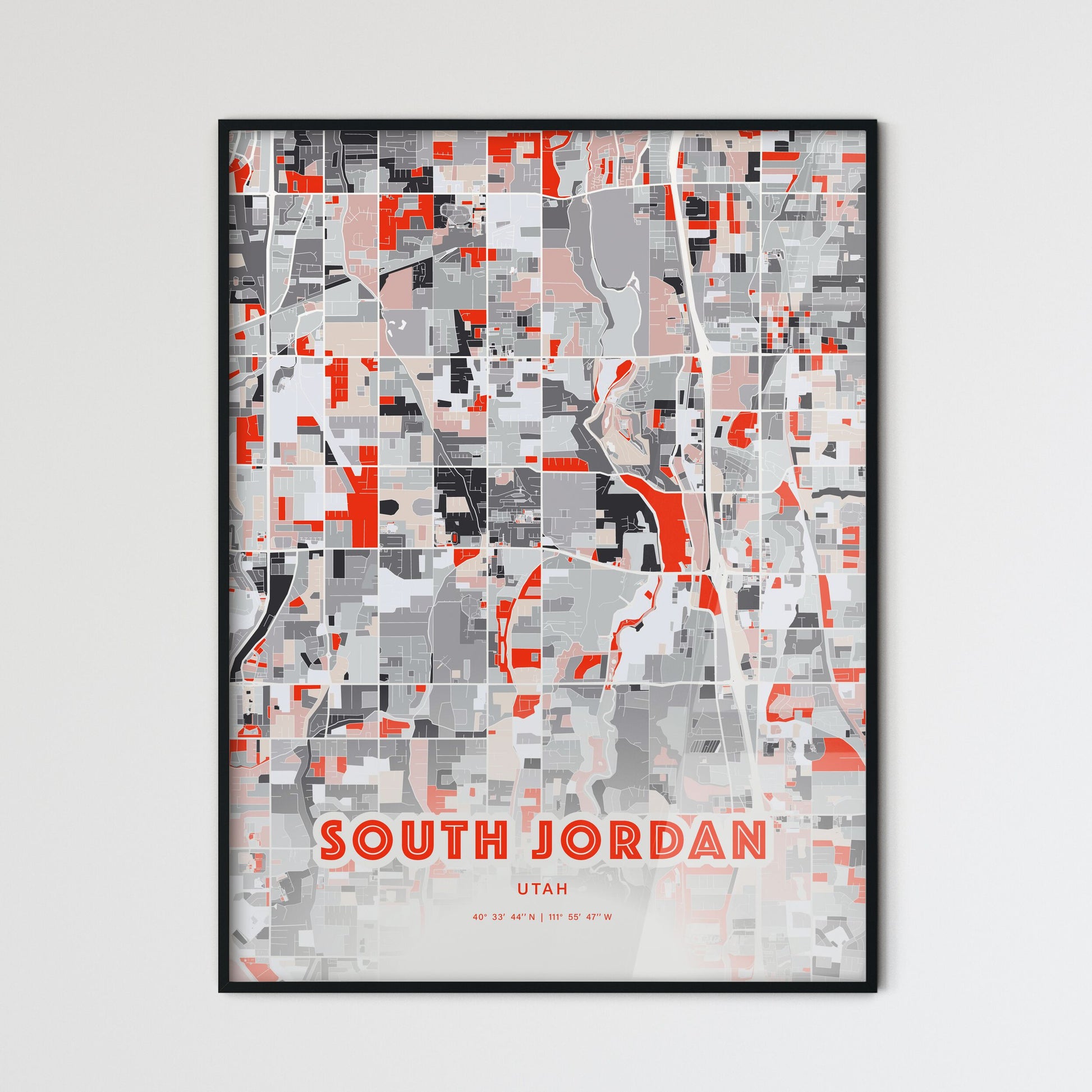 Colorful SOUTH JORDAN UTAH Fine Art Map Modern