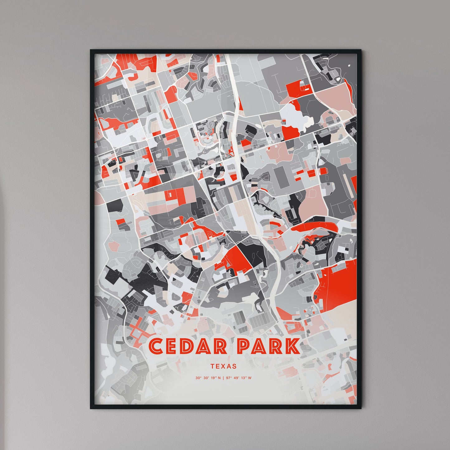 Colorful CEDAR PARK TEXAS Fine Art Map Modern