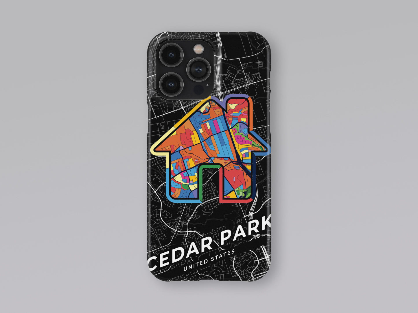 Cedar Park Texas slim phone case with colorful icon. Birthday, wedding or housewarming gift. Couple match cases. 3