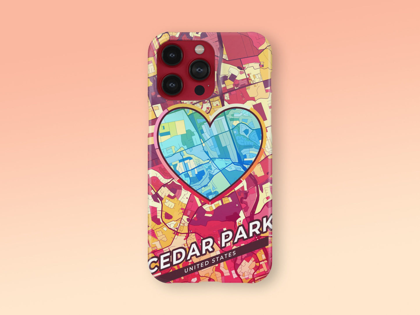 Cedar Park Texas slim phone case with colorful icon. Birthday, wedding or housewarming gift. Couple match cases. 2