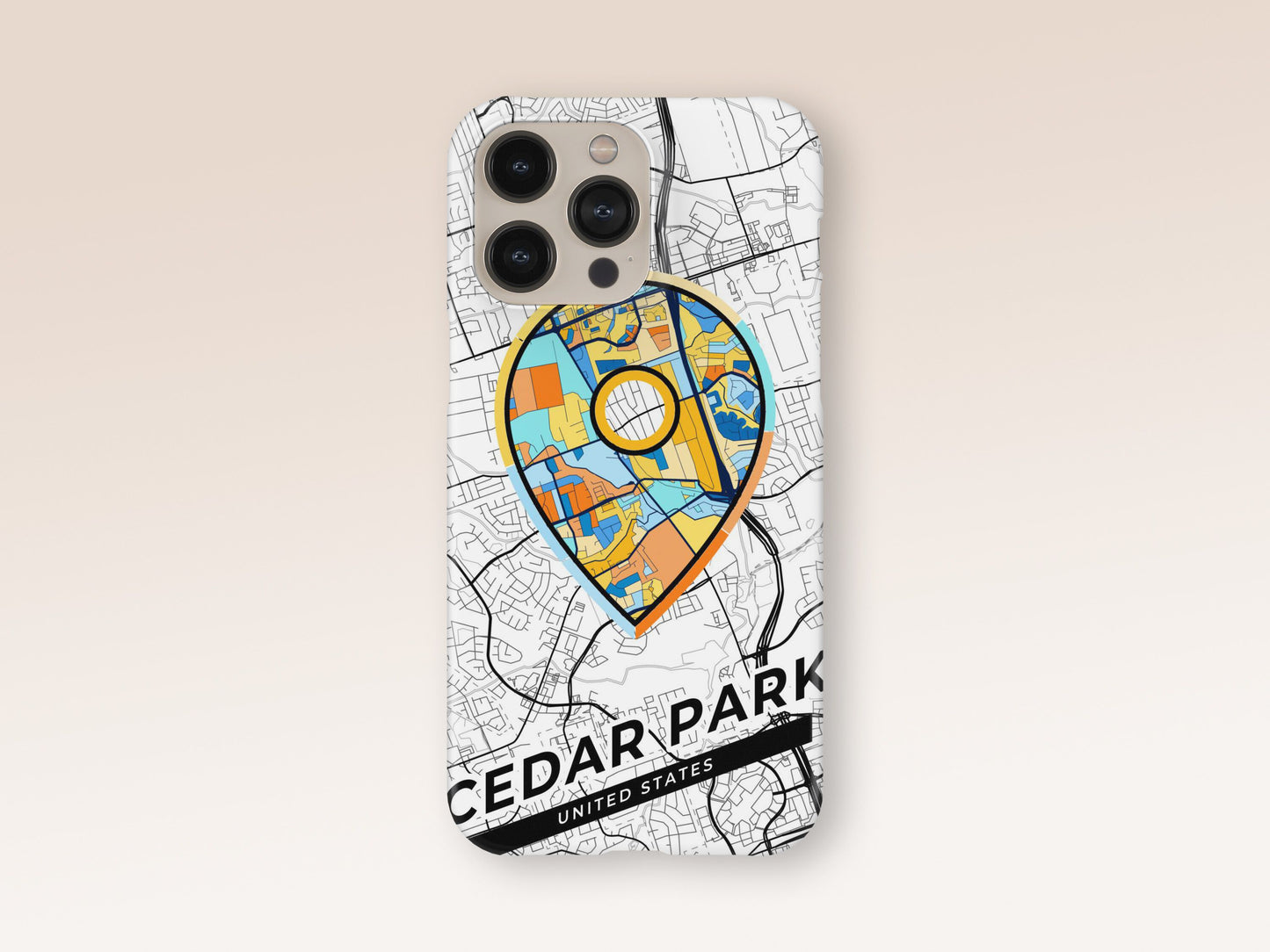Cedar Park Texas slim phone case with colorful icon. Birthday, wedding or housewarming gift. Couple match cases. 1