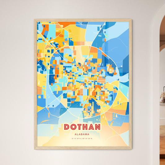 Colorful Dothan Alabama Fine Art Map Blue Orange