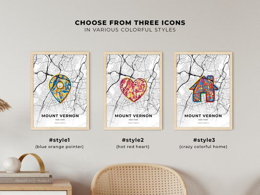 Mount Vernon New York maps with colorful icons