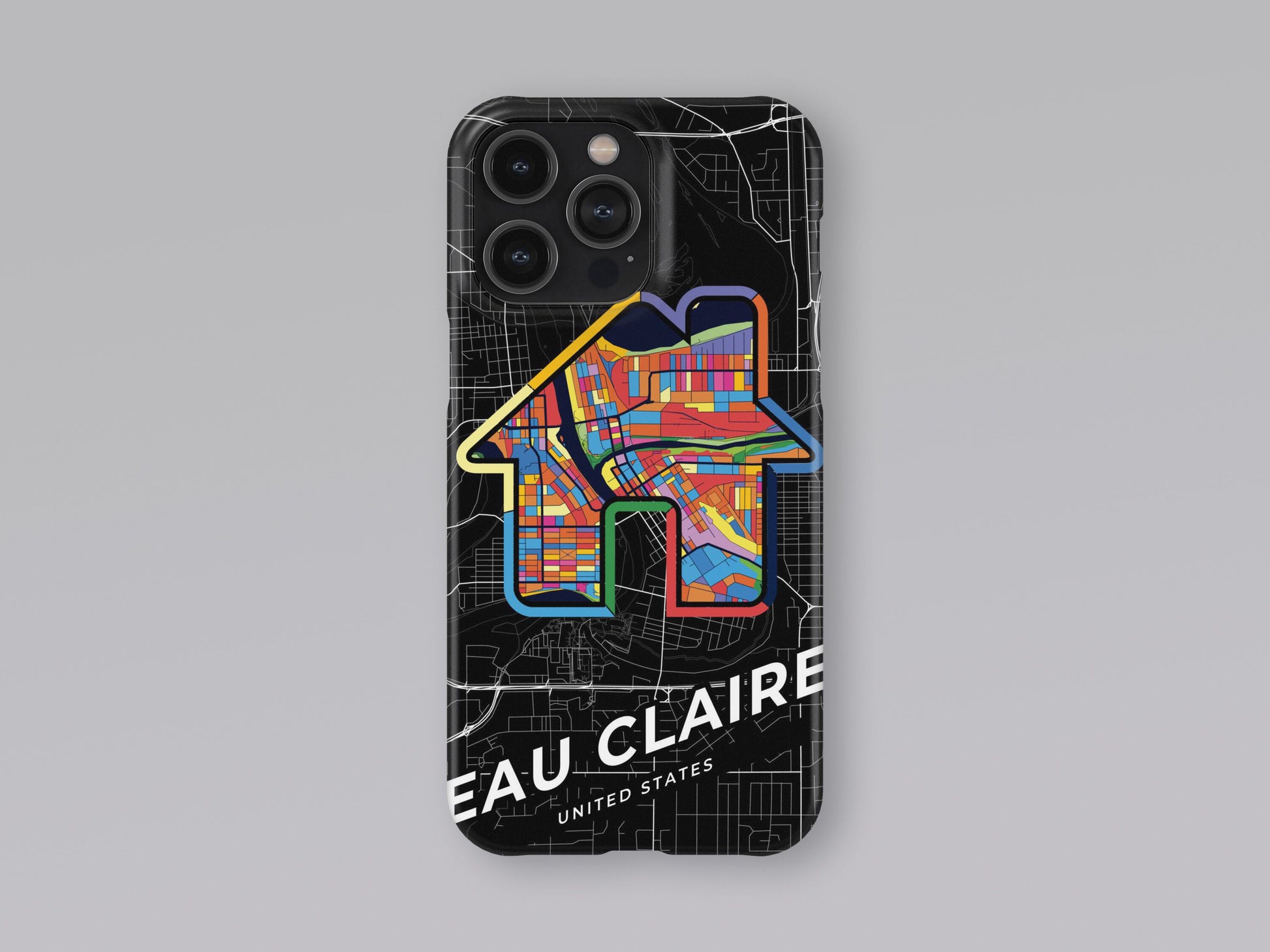 Eau Claire Wisconsin slim phone case with colorful icon. Birthday, wedding or housewarming gift. Couple match cases. 3