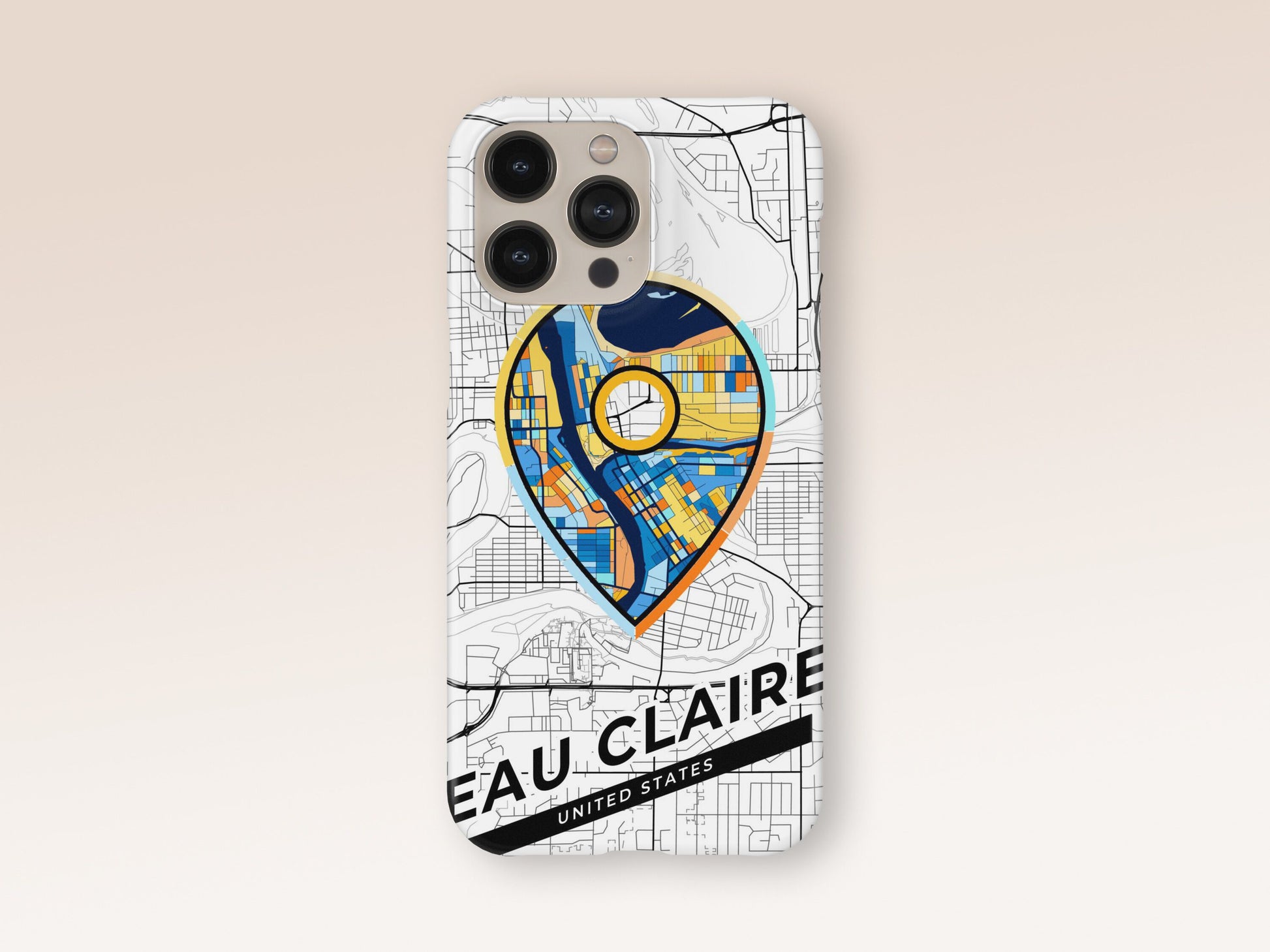 Eau Claire Wisconsin slim phone case with colorful icon. Birthday, wedding or housewarming gift. Couple match cases. 1