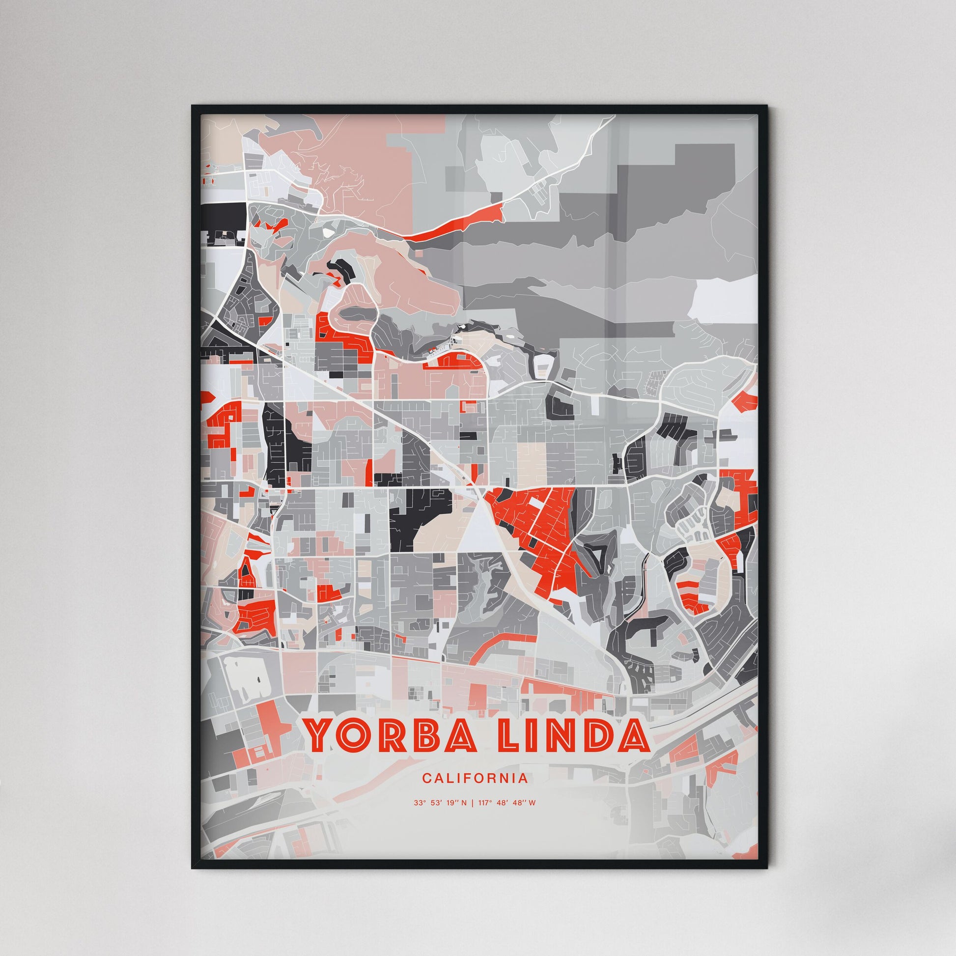 Colorful YORBA LINDA CALIFORNIA Fine Art Map Modern