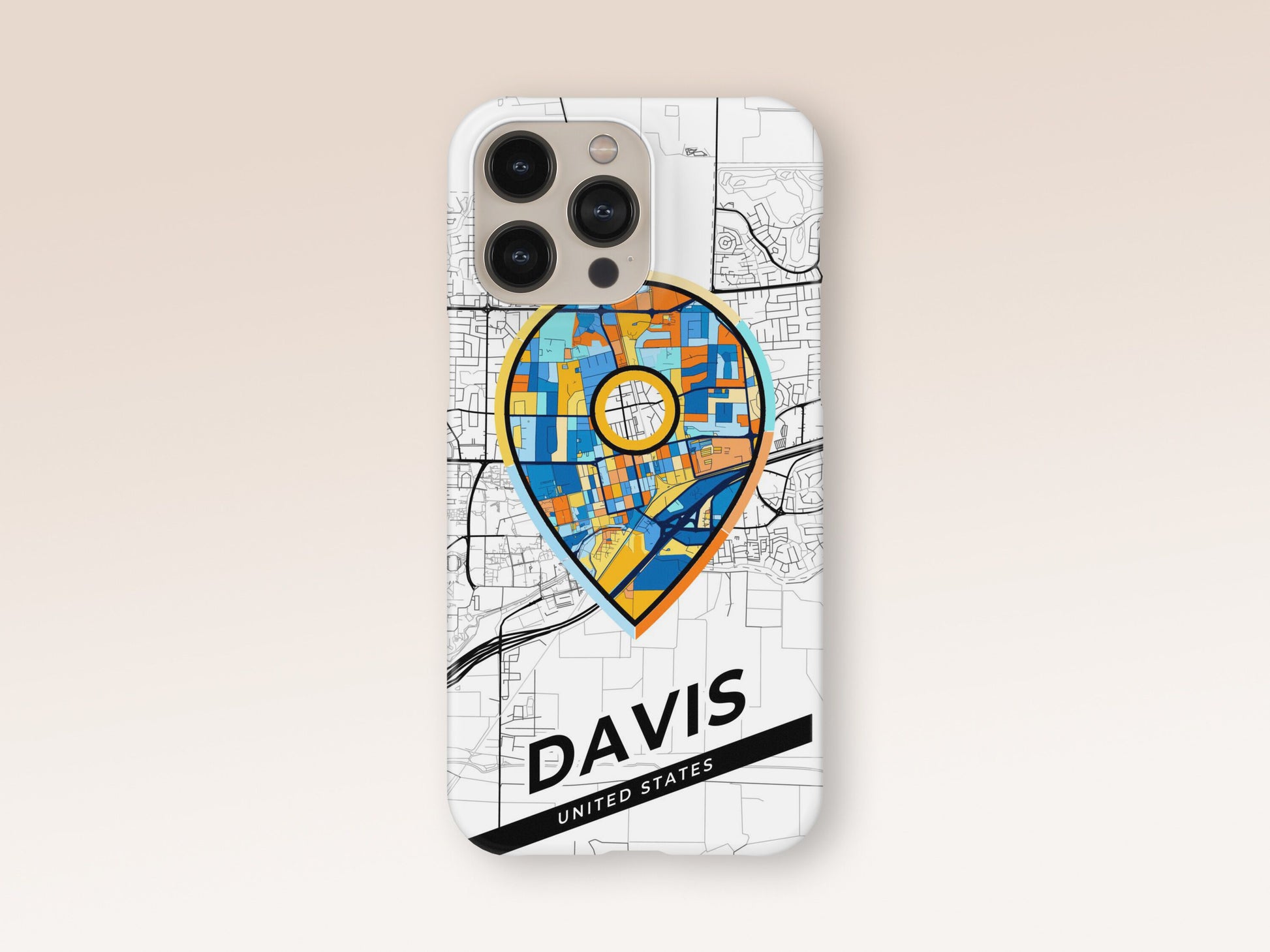 Davis California slim phone case with colorful icon. Birthday, wedding or housewarming gift. Couple match cases. 1