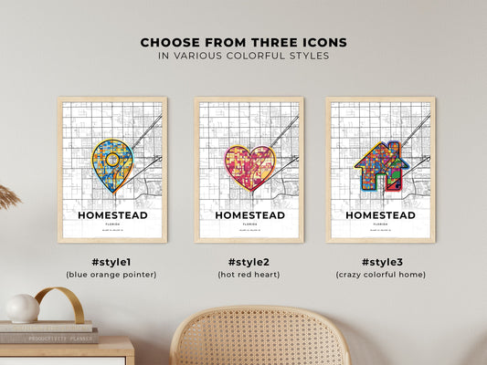 Homestead Florida maps with colorful icons