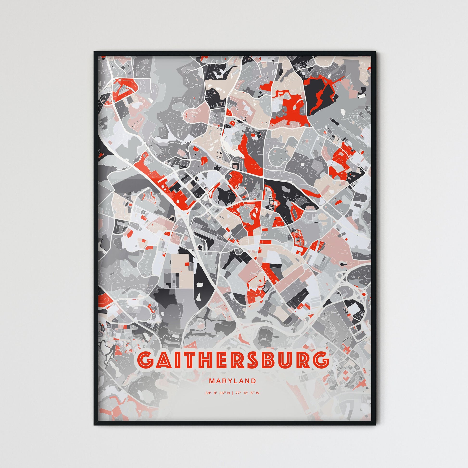 Colorful GAITHERSBURG MARYLAND Fine Art Map Modern